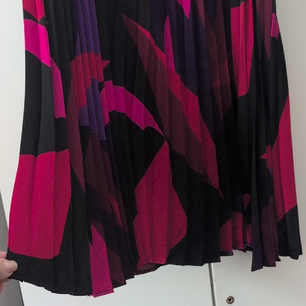 Nine West Colorful Pleated Skirt in Black, Pink, and Purple - Picture 3 of 3